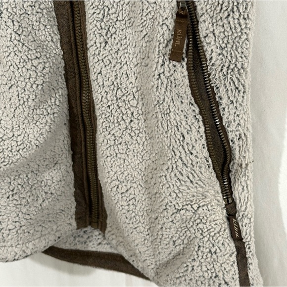 KÜHL Women’s Sherpa Fleece Vest Size Small Hooded Full Zip Beige Taupe Outdoor - Picture 5 of 7